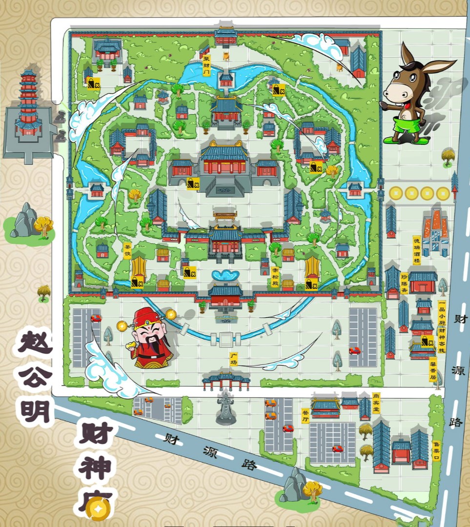 西秀寺庙类手绘地图